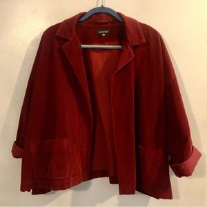 SOLD- Eskandar Red Corduroy Cotton Cashmere Open Jacket